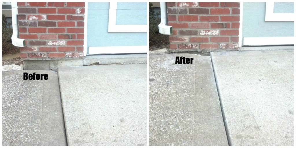 Before and After of driveway repair kansas city by concrete raising systems.