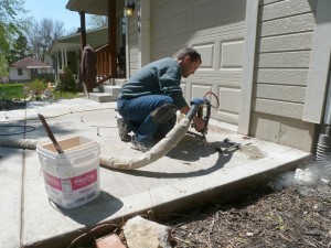 Small business owner, Jason Roland, does the work for clients at Concrete-Raising-Systems-7318-N-Donnelly-Ave-Kansas-City-MO-64158