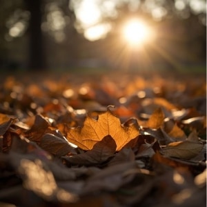 Leaves in fall on the ground.