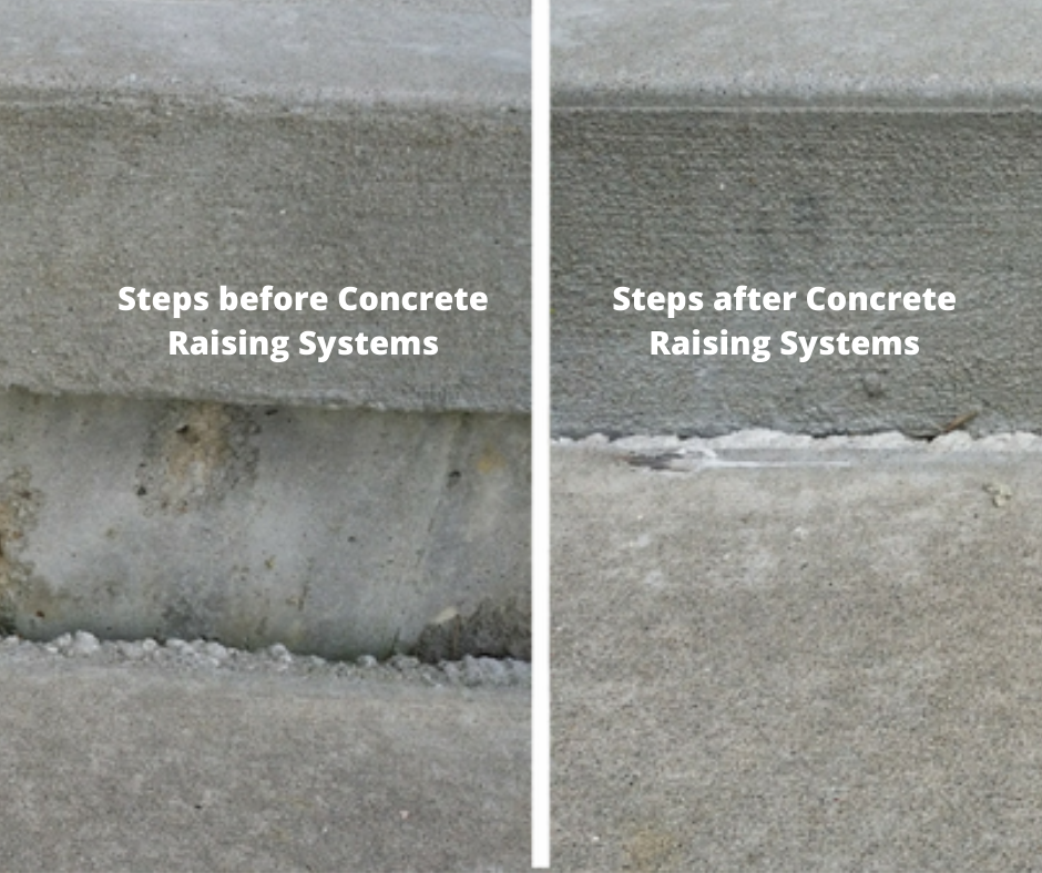 Concrete lifting and Local Concrete Step Repair, Kansas City Concrete Step Repair, Expert Concrete Step repair, Concrete Raising Systems Kansas City. Look at the difference between the before and after when we did foam jacking for this driveway by Concrete Raising Systems, Kansas City, MO 64158